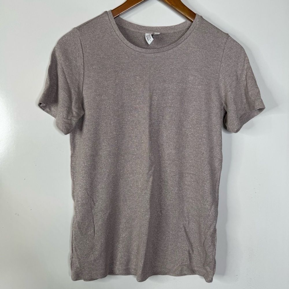 & Other Stories Pink Metallic Short‎ Sleeve Shirt Size 4
